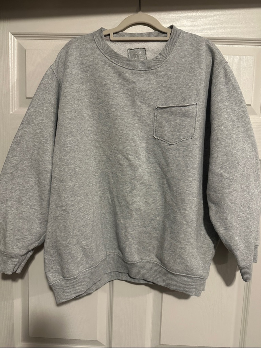 aerie women’s Light Gray Crewneck Sweatshirt with Chest Pocket